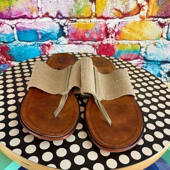 Callisto of California Leather Stretch Sandals Flip Flops Size 7 - Picture 7 of 10